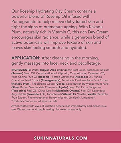 Sukin Rose Hip Hydrating Day Cream 120ml Natural Face Moisturiser by Sukin