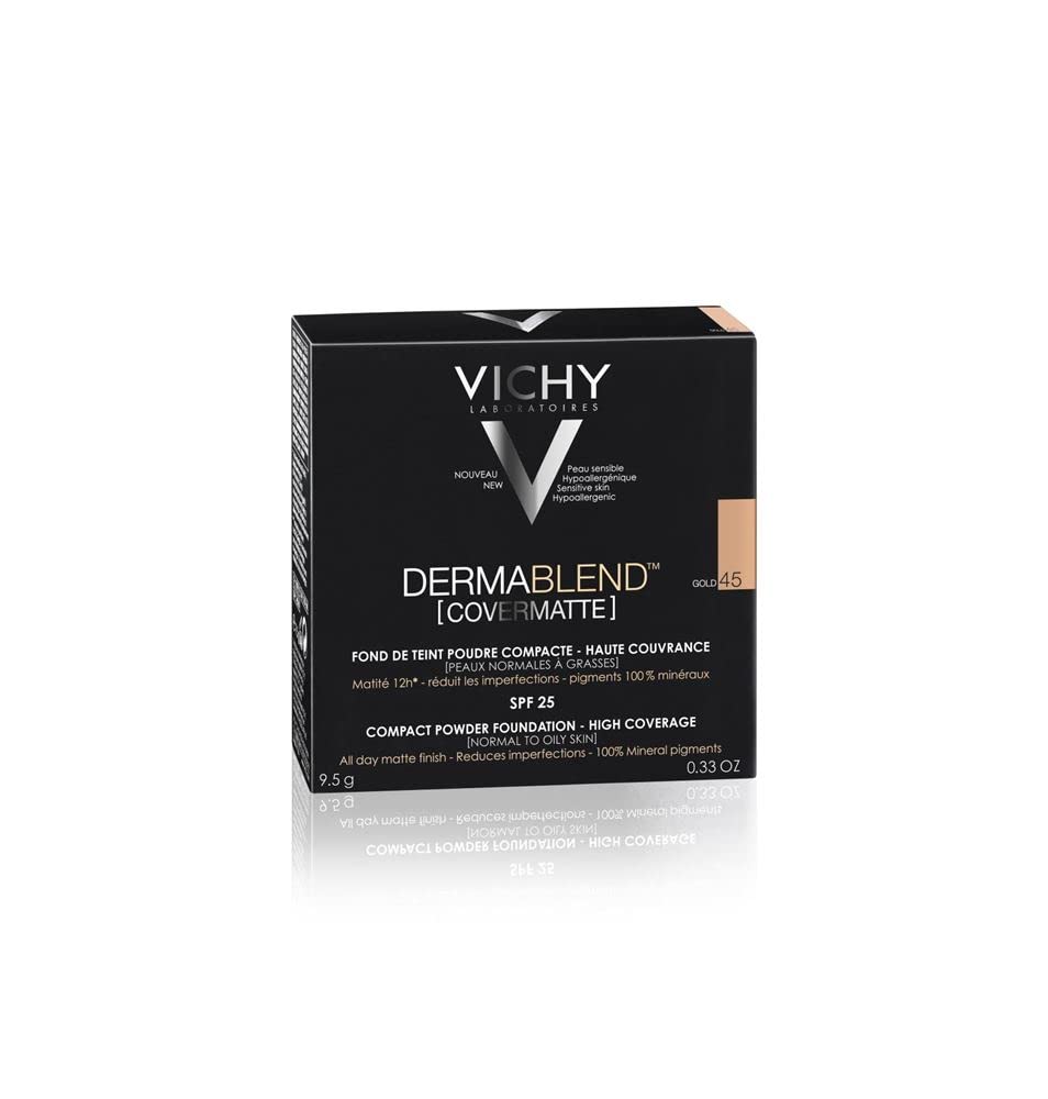 Polvo Compacto Covermatte de Alta Cobertura FPS 30 Vichy Dermablend T45 9.5 g