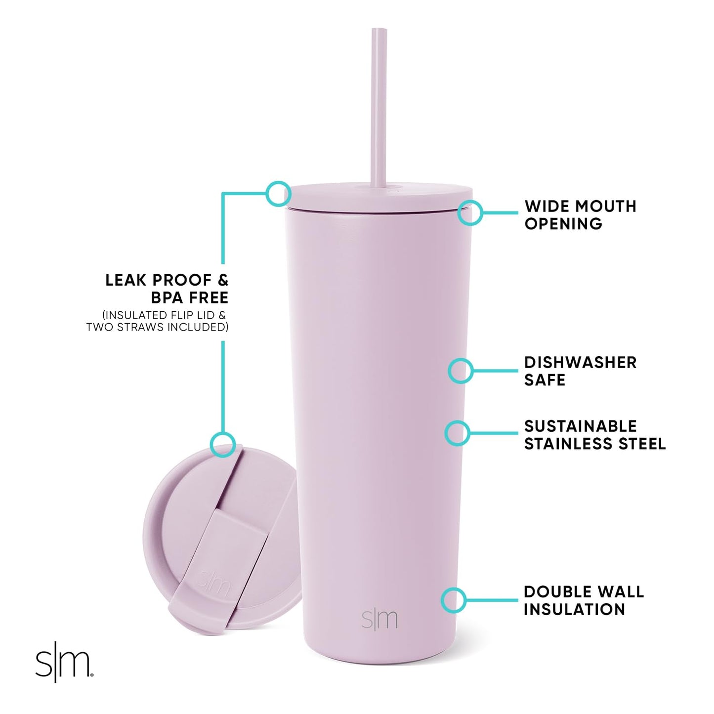 Vaso Térmico Simple Modern Lavender Mist Colección Classic de Acero Inoxidable 710ml para Viajes