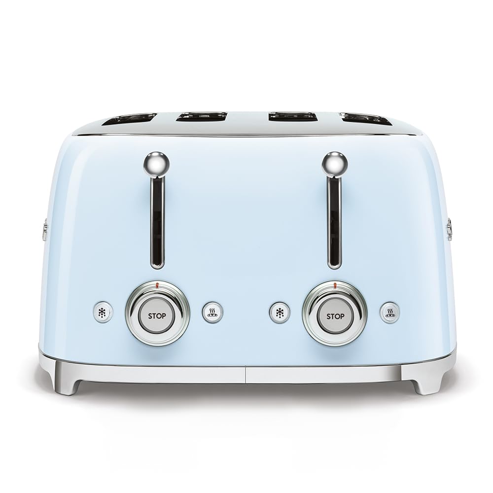 Smeg Tostador 2x2 4 Rebanadas color Azul Pastel, Pequeño, Azul