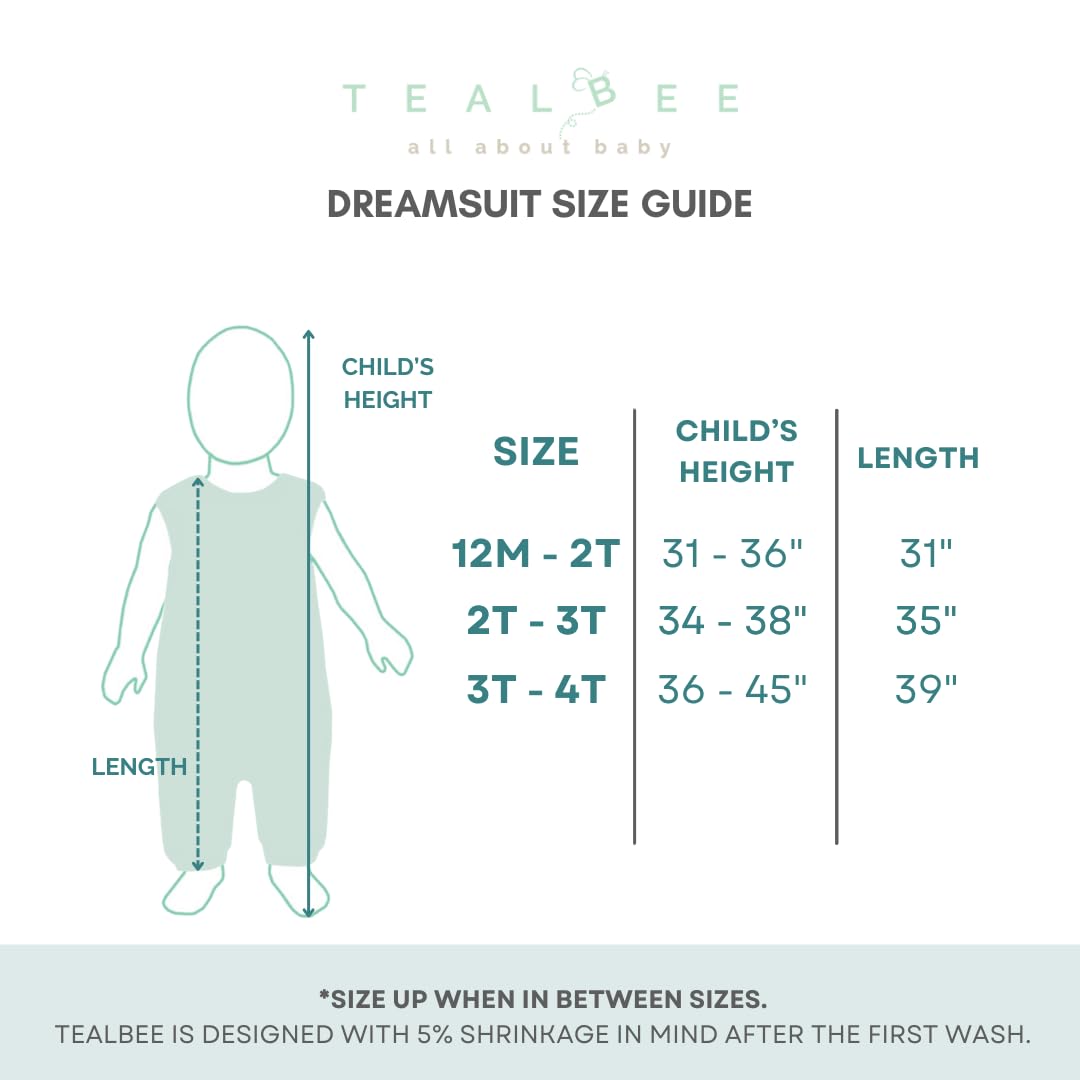 Tealbee DREAMSUIT: Saco de dormir para niños pequeños con pies 3T 4T - Manta de bebé de cuatro estaciones para caminantes, rayón hecho de bambú, saco de dormir de algodón orgánico, Sunshine