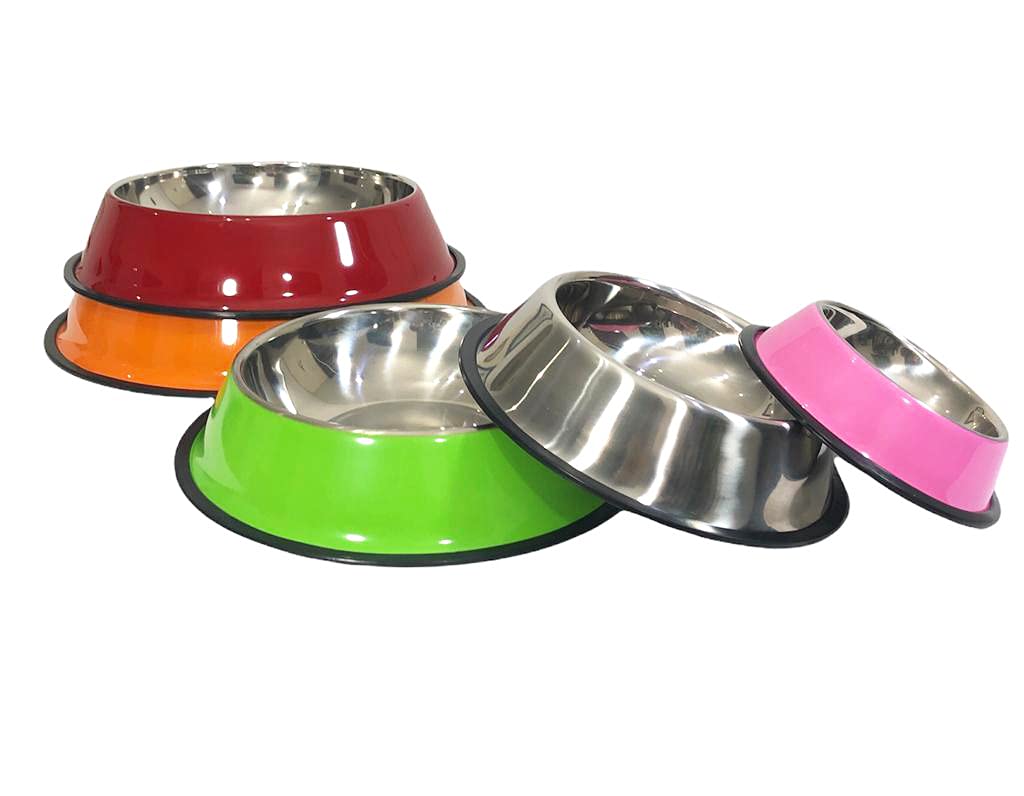 El Perro Inglés Plato de Acero Inoxidable para Mascotas, Diferentes Colores, Excelente Calidad. (Rosa, S (16 oz))