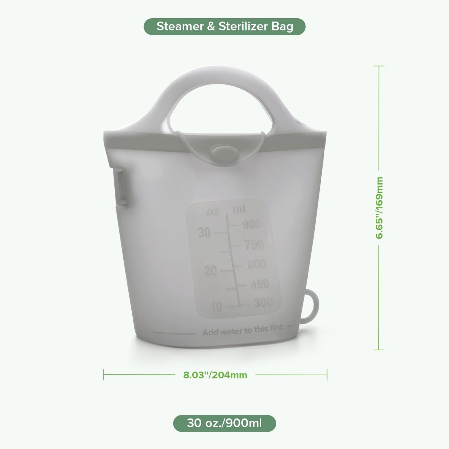 Bolsa de silicona para microondas y esterilización de viaje Haakaa, bolsas de silicona reutilizables para vaporizar de 900ml/30oz para artículos pequeños de bebé, chupetes, mordedores o tazas de bebé