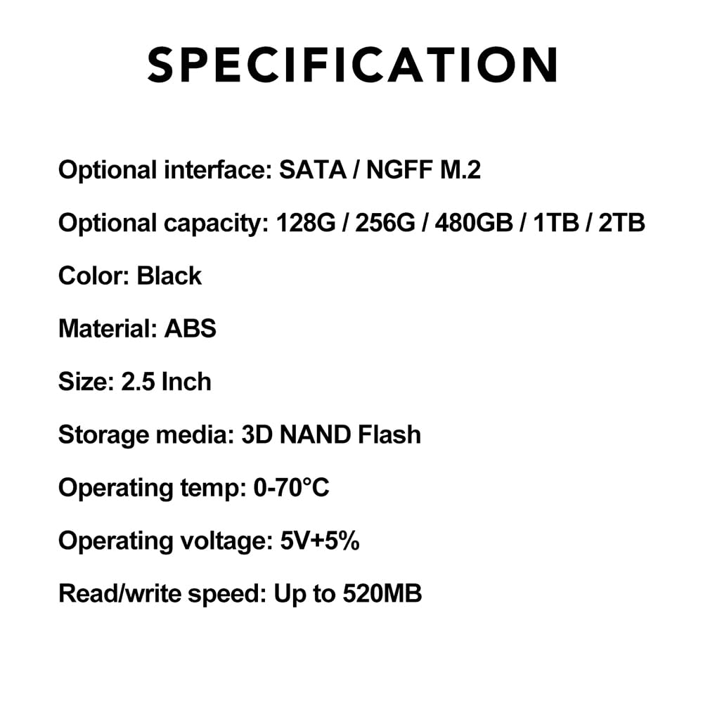 Disco Duro SSD ACAGALA Interno SATA 3 2,5 Pulgadas 128G de Alta Velocidad Compatible con PC y Portátiles