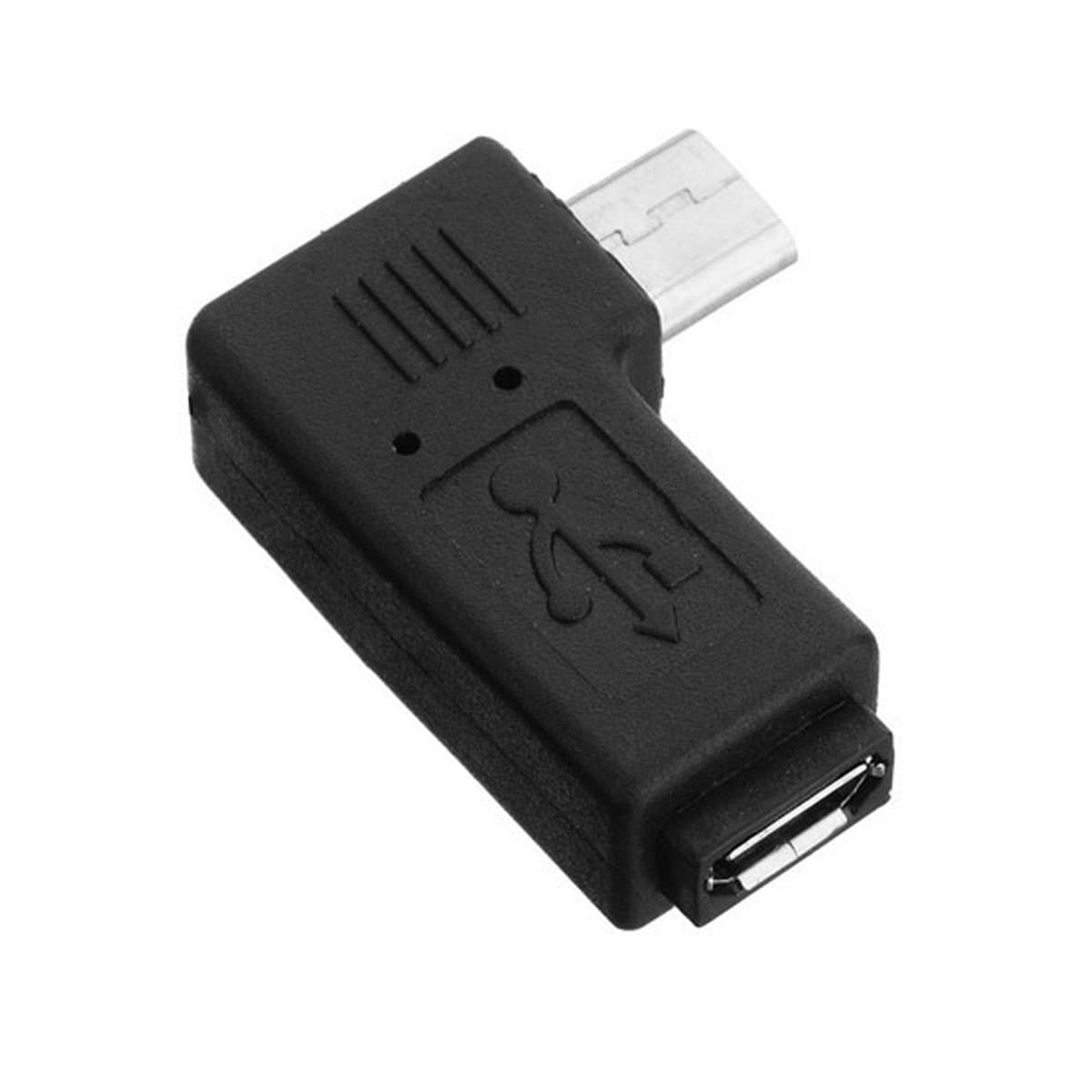 Adaptador Micro USB 5 Pines chenyang Negro Ángulo 90 Grados Paquete de 2 Piezas