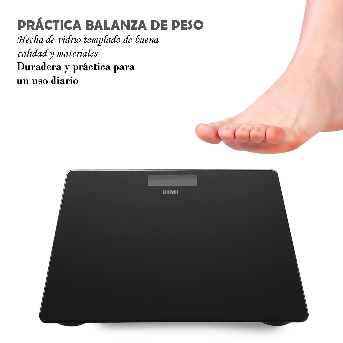 Báscula Digital Cuadrada Pesa Hasta 180 Kg (Negro)