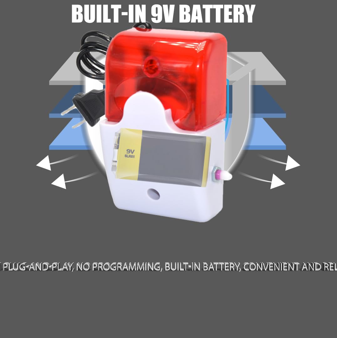 Alarma de Pérdida de Energía con Luz Flash y Sirena Ajustable de 0 a 120 Db, Paquete de 2