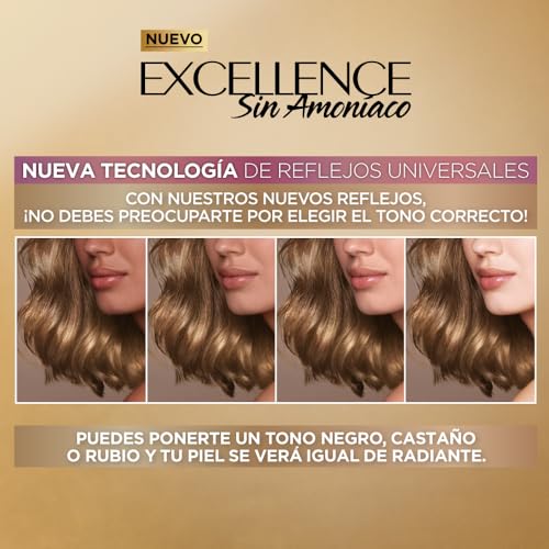 Pack de 2 Tintes para Cabello Excellence sin Amoniaco Tono 7U Rubio Universal de L'Oréal Paris - Cuida y Colorea tu Cabello de forma Profesional