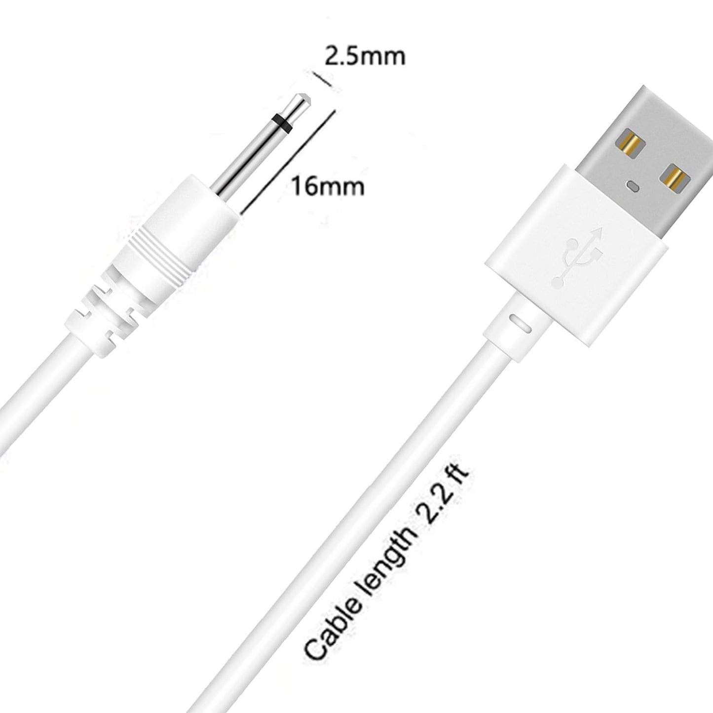 MORNWELL 2.5mm cable de carga de DC de repuesto,5V cargador de Vibrador de CC USB,adaptador de cable de carga rápida para masajeador Vibradorador,Cargador de juguetes sexuales,Alta durabilidad