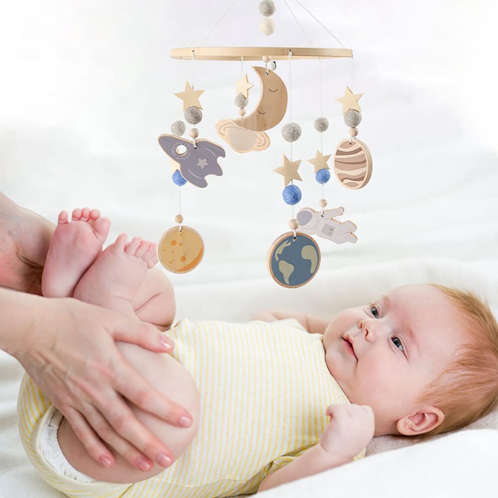 Lindo móvil para cuna con brazo móvil para cuna de bebé, soporte móvil para cuna de bebé, soporte móvil para cuna – Móvil neutro de género para decoración de guardería, accesorio móvil para cuna de bebé para decoración de guardería