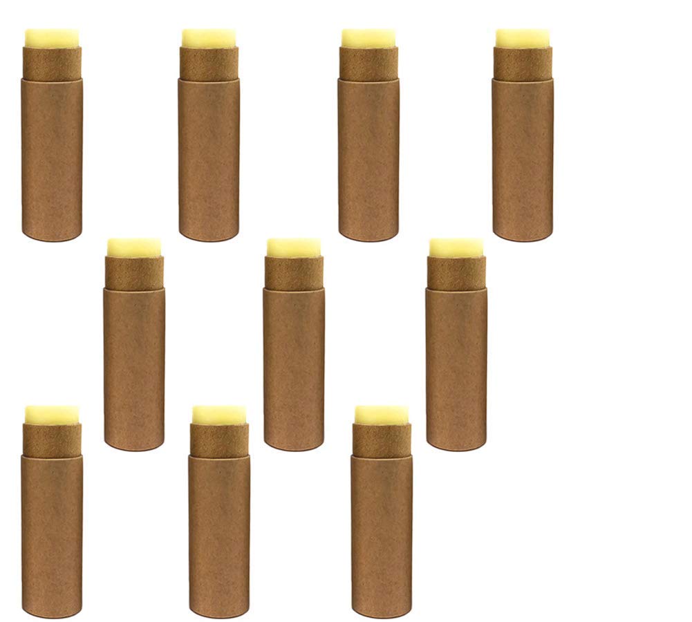 Healthcom - 10 tubos de cartón para bálsamo labial de 1 onzas, tubo de papel kraft para lápiz labial, envases vacíos, envases rellenables, tubo redondo de papel sólido para muestras cosméticas