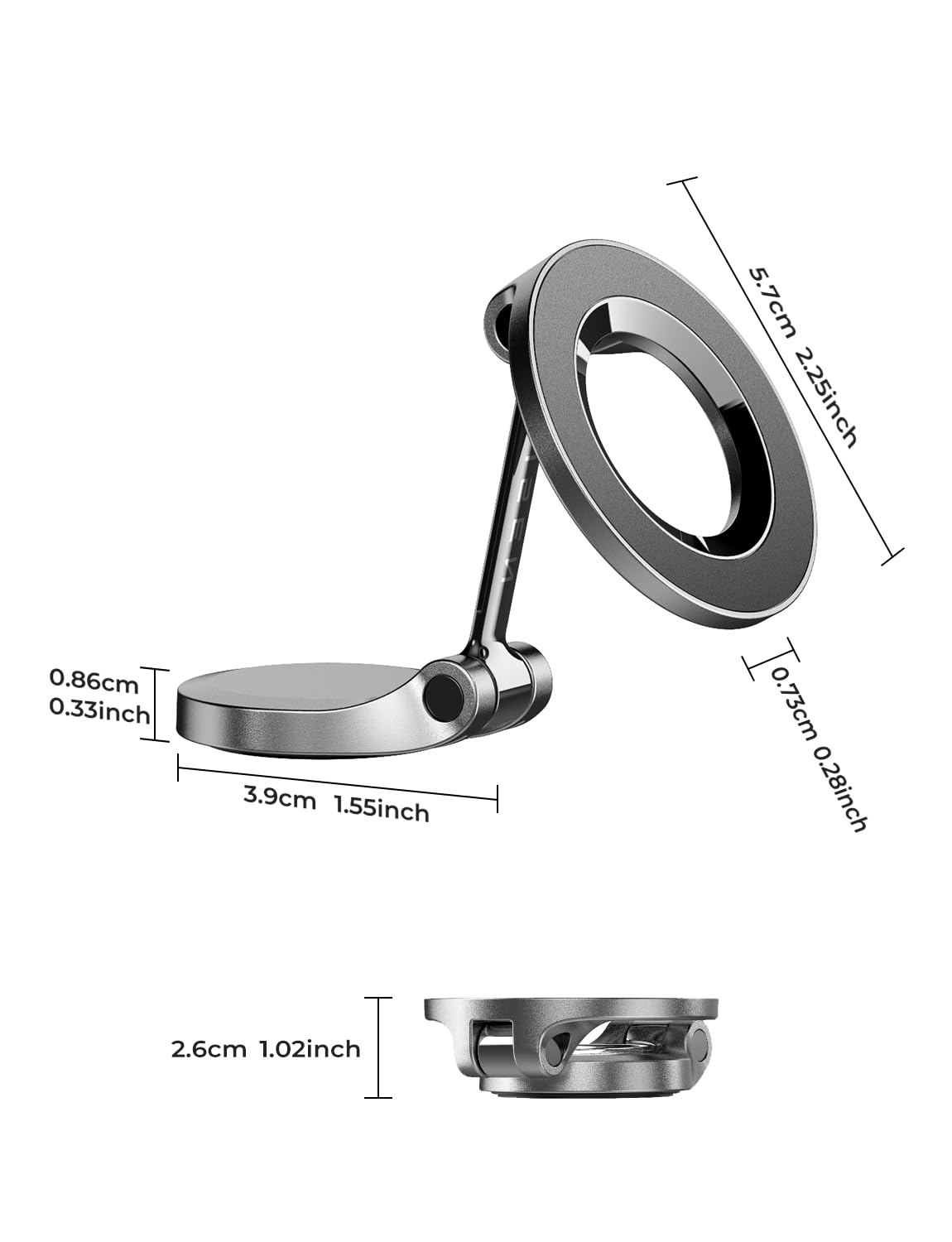 LISEN Soporte para Celular Automóvil Magsafe, 24 Imanes 360° Giratorio Base para Celular Porta Telefono Automovil Compatible con iPhone 16 15 Pro MAX 14 13 y Otros Dispositivos con Anillo Magnético