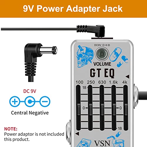 VSN Guitar Equalizer Pedal 5-band Parametric EQ Guitar Effect Pedal Frequency Compensator ±18dB Range for Mini Size True Bypass