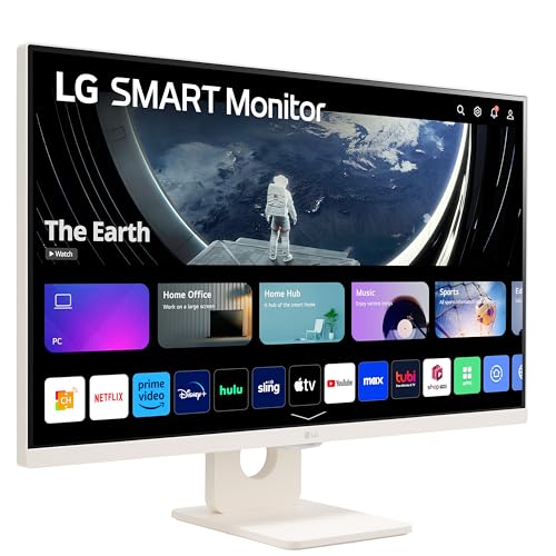 LG 27SR50F-W Monitor inteligente de 27 pulgadas FHD (1920 x 1080), visualización IPS WebOS 23, HDR 10, x2 altavoces integrados, AirPlay 2, visualización compartida, Bluetooth, aplicación ThinQ