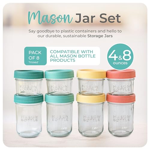 Tarros de Almacenamiento Mason Bottle Vidrio Reutilizable para Leche Materna