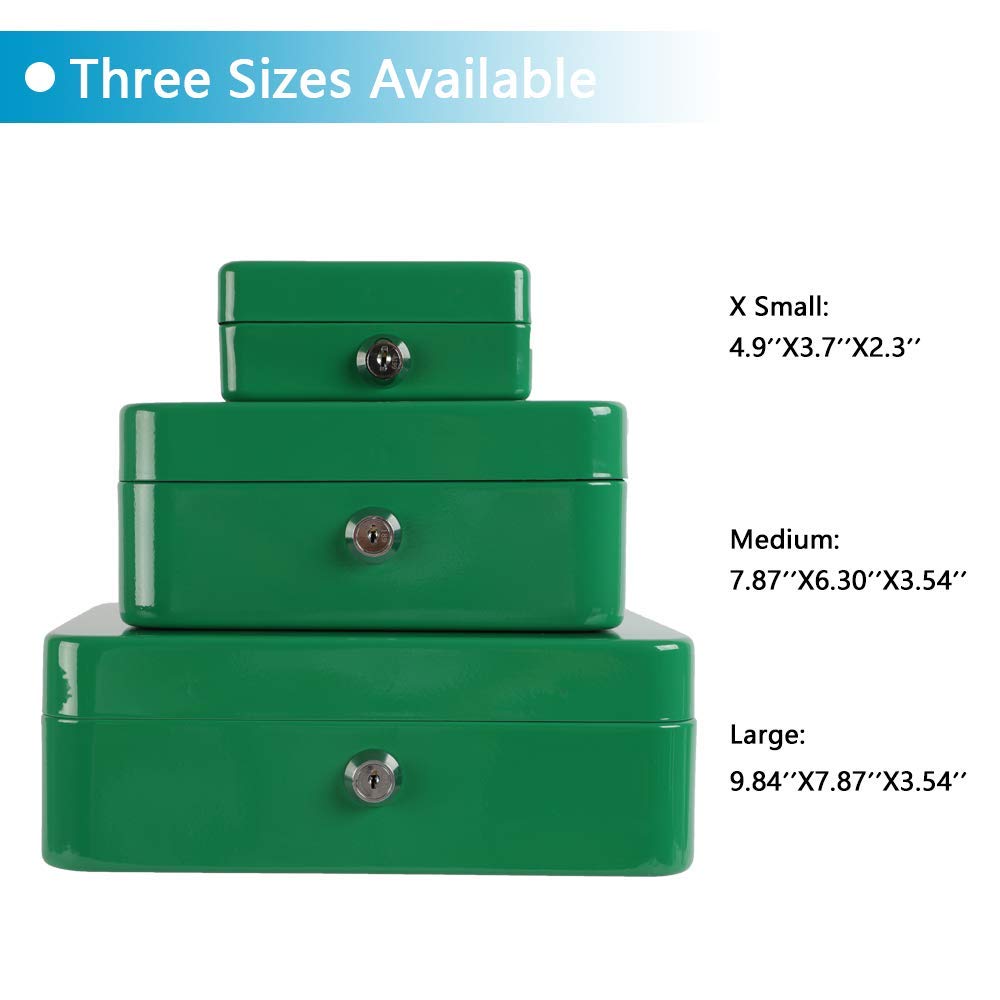 Caja fuerte Xydled de acero con cerradura de combinación, caja fuerte con bandeja extraíble para monedas y cerradura de llave, 20 x 16 x 9 cm.