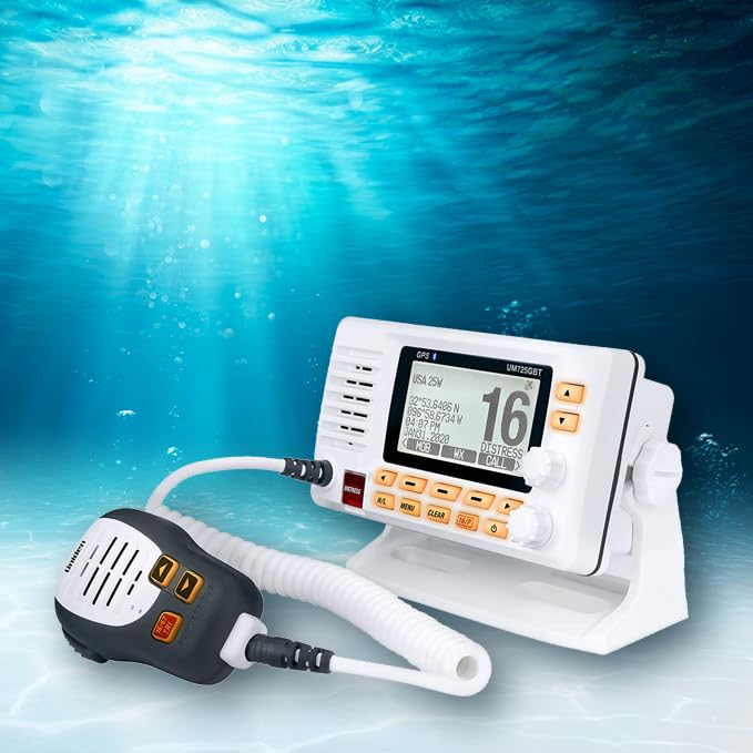 Radio VHF Marina Uniden UM725GBT Estados Unidos Canadá Internacional LCD Grande 1W/25W