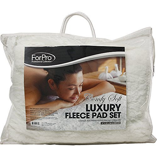 ForPro - Juego de almohadillas de masaje de forro polar suave y lujoso, extra suave, hipoalergénico, para mesas de masaje, incluye almohadilla de mesa de masaje y funda para reposabrazos, natural, 33 pulgadas de ancho x 74 pulgadas de largo x 5 pulgadas d