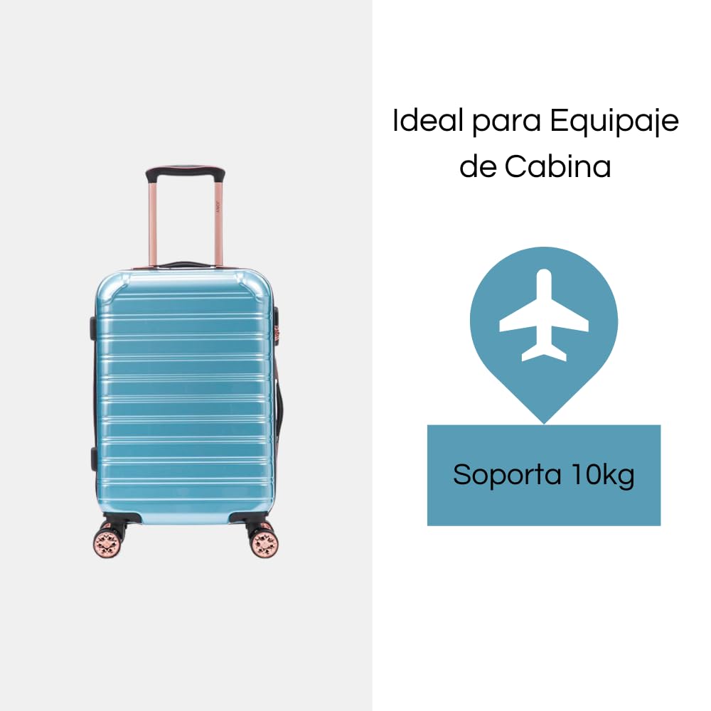 Maleta de Mano JONY Carry On Rigida Resistente Ruedas Giratorias 360 Mango Expandible ABS Candado de Seguridad (Aqua)
