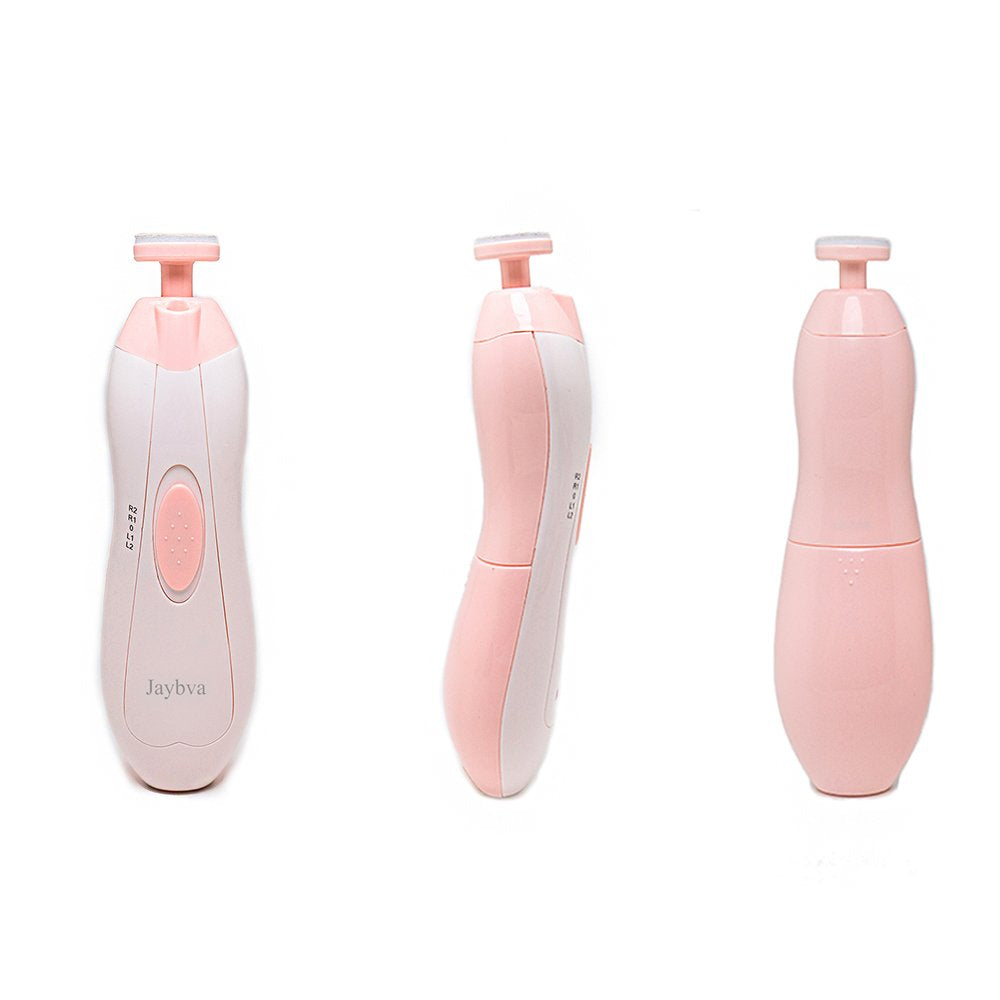 Lima de uñas eléctrica para bebés - Jaybva Cortauñas seguros para bebés con 6 almohadillas, rosa