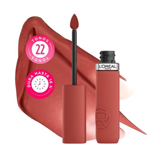 L'Oréal Paris, Infallible Le Matte Resistance, Labial Líquido Mate Larga Duración 16hr, Color Intenso con Ácido Hialurónico, Tono Lazy Sunday 150, 5ml