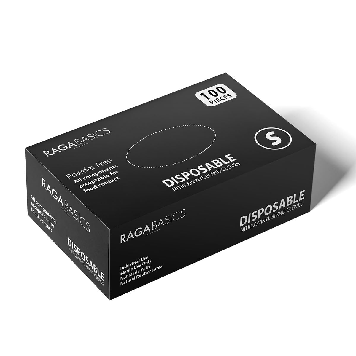 Guantes de Nitrilo Vinil Raganet Negro Alta Calidad Desechables Talla Mediana