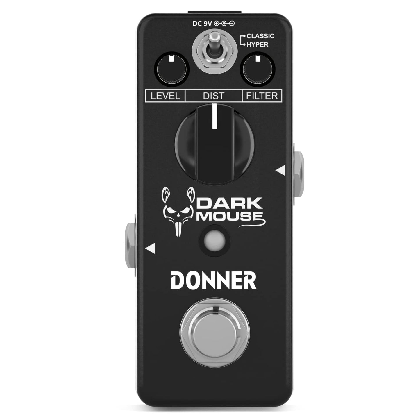 Donner - Pedal de distorsión de mouse oscuro para pedalera, guitarra eléctrica, 2 modos, clásico hiper crujiente a borrosa, pedal de guitarra True Bypass