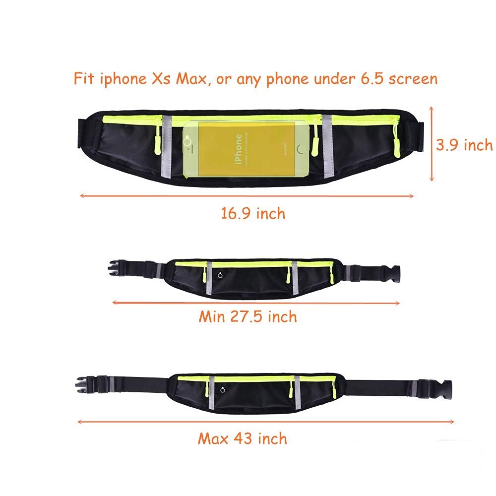 LonEasy Cinturón Reflectante para Correr, Bolso Impermeable de Cintura para Hombres y Mujeres con Conector para Auriculares - Ideal para Caminar, Ciclismo, Maratón