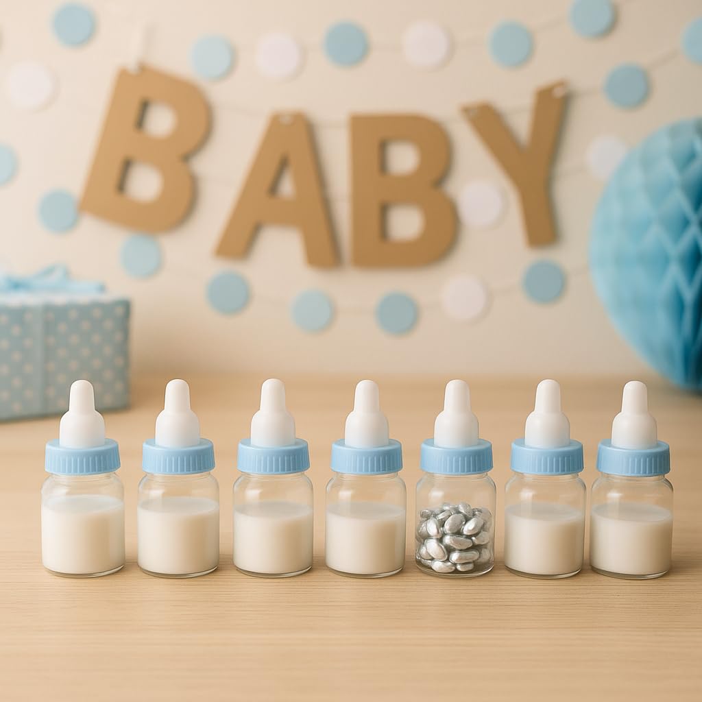 Baby Shower Favor – 36 unidades azul Mini botella de leche para bebé niño fiesta Favor bolsa de regalo cajas de regalo 1.5 pulgadas x 3.5 pulgadas