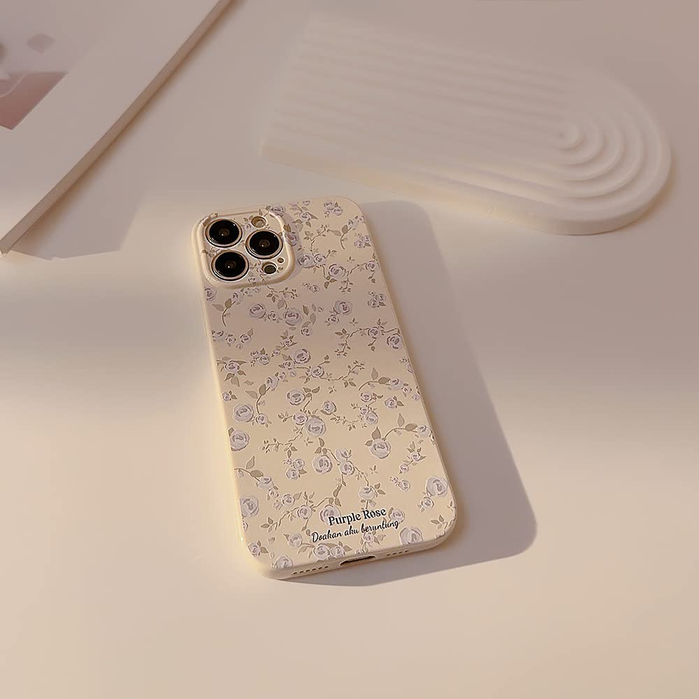 Ownest Funda Compatible con iPhone 14 (6.1"), Floral Rosa Flor Patrón Lindo Diseño para Mujeres Chicas, Moda Delgado Suave Flexible de Goma TPU Funda para iPhone 14 - Blanco