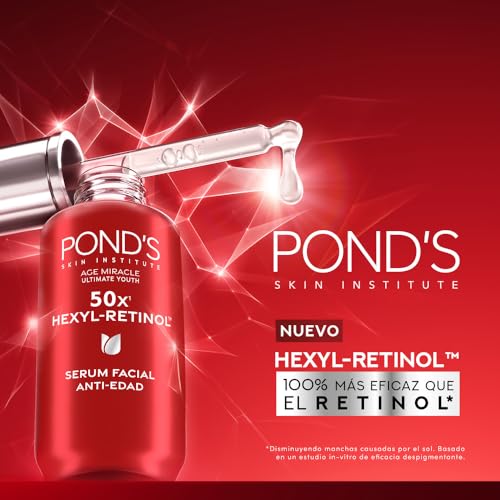 POND'S Sérum Facial Age Miracle Ultimate Youth con Hexyl-Retinol para una piel más firme, luminosa y joven, disminuye las líneas de expresión y las manchas 30 ml