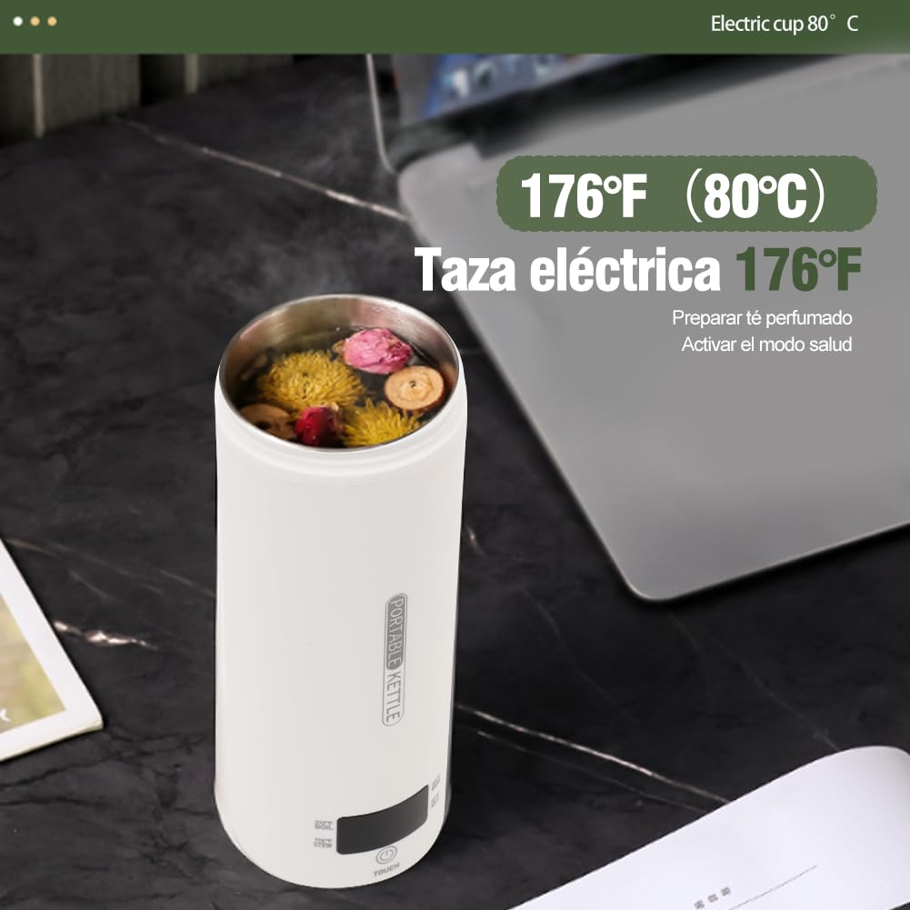 Haofy Hervidor de Agua Electrico Portatil, Pequeño Calentador Agua, Tea Maker Travel Kettle con 4 Preajustes Variables Caldera de Agua Caliente Personal de 500 Ml Enchufe de EE. UU. 120 V(Sellado)