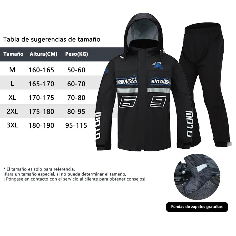 Impermeables SINOLL Reflectantes Azul con Fundas de Zapatos