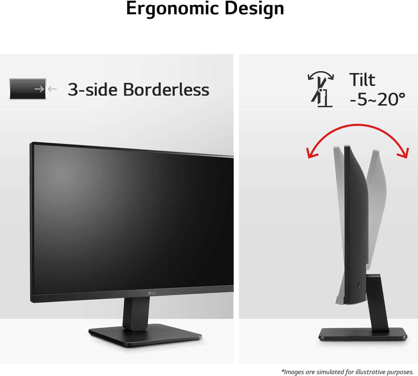 Lg 24MR400-B Monitor IPS FHD de 3 Lados sin Bordes de 100 Hz con AMD FreeSync, tamaño de 24 Pulgadas, Negro