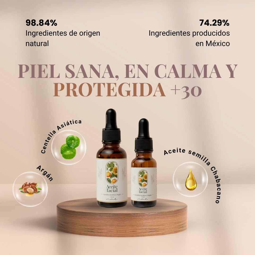 NAE Aceite Facial Calmante Centella Asiática Argán 30ml | Nutre y Repara Piel Sensible | Reduce Irritación | Fortalece Barrera Cutánea | 100% Ingredientes Naturales | Vegano