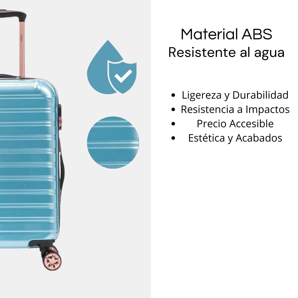 Maleta de Mano JONY Carry On Rigida Resistente Ruedas Giratorias 360 Mango Expandible ABS Candado de Seguridad (Aqua)