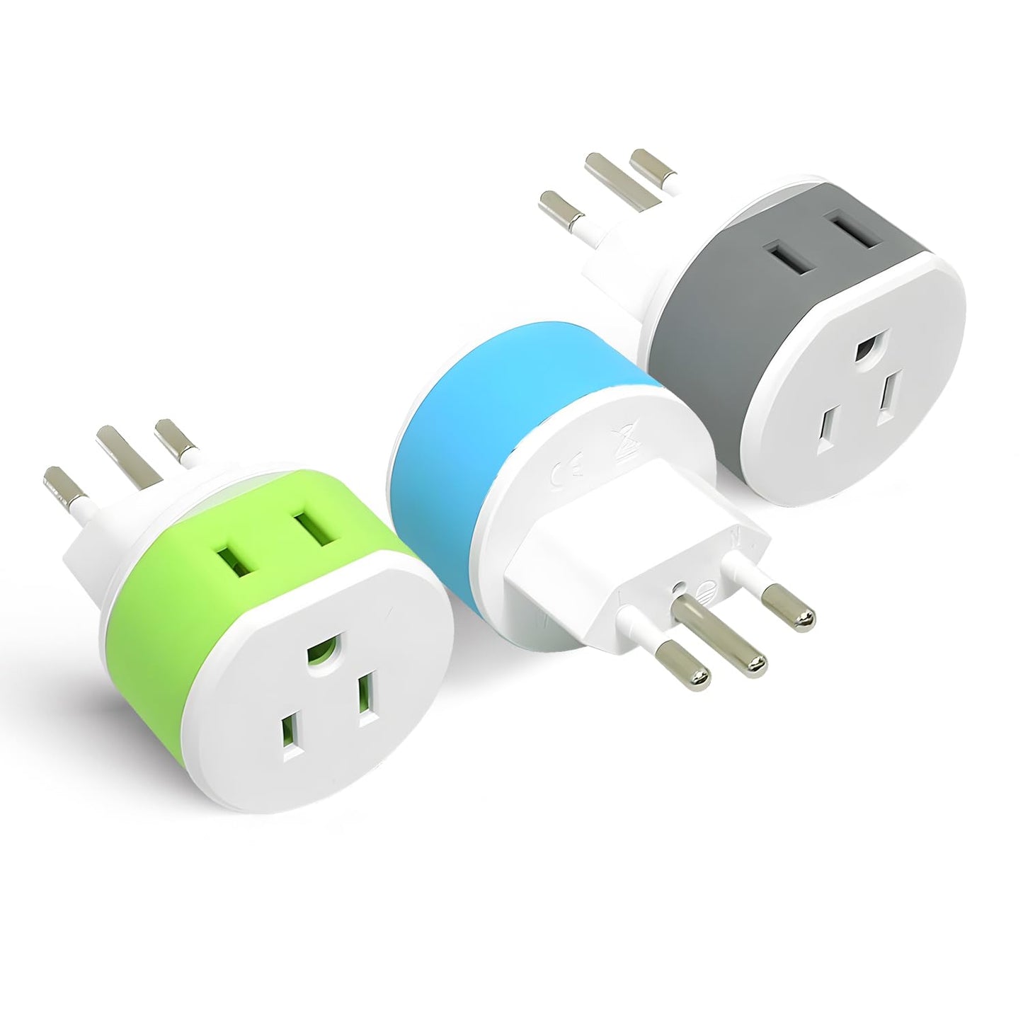 Adaptador de Enchufe de Viaje OREI Brasil Blanco Uso Seguro a Tierra 3 Unidades