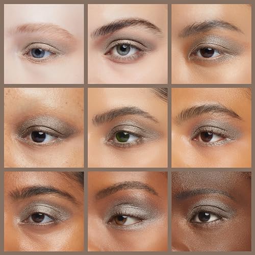 Palladio Barra de sombra de ojos impermeable con esponja mezcladora, aplicación duradera y sin esfuerzo, Taupe Shimmer