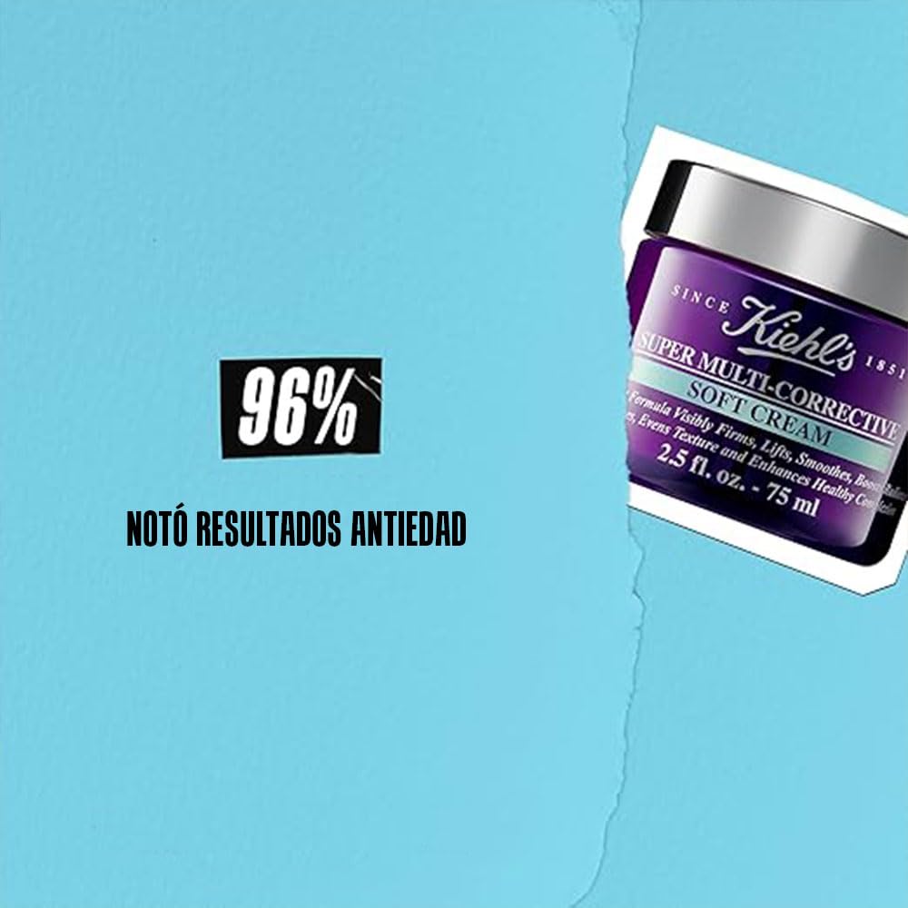 Kiehl's Super Multi-Corrective Face Cream, Suave Crema Hidratante Facial, Antienvejecimiento Para Pieles Grasas y Sensibles, Restaura la Firmeza, Con Proxylane y Adenosina, 50 ml