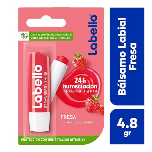 LABELLO Bálsamo labial con color Fresa (4.8g) protector labial con Vitamina E libre de aceites minerales + Bálsamo labial Med Repair (4.8 g) + Bálsamo labial con color Cereza (4.8g)