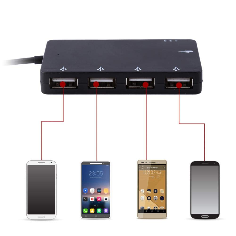 Adaptador OTG Tangxi Negro 4 Puertos USB 2.0 HUB con Lector de Tarjetas