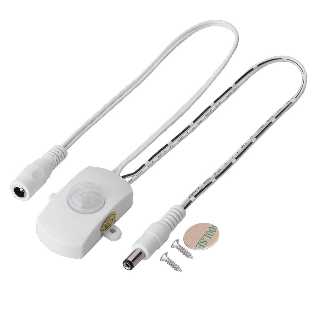 Diyeeni Interruptor 120 Grados 2-360 Segundos Rango de Retardo Ajustable,5A DC 5-24V Mini PIR Sensor Infrarrojo,Sensor de Movimiento Detector,LED Tira Interruptor Automático ()