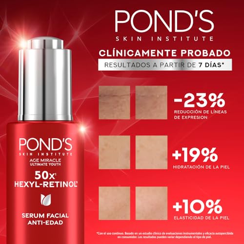 POND'S Sérum Facial Age Miracle Ultimate Youth con Hexyl-Retinol para una piel más firme, luminosa y joven, disminuye las líneas de expresión y las manchas 30 ml
