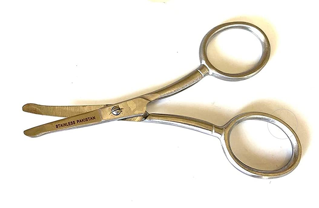 Tijeras recortadoras de pelo de nariz curvadas de 3.5 pulgadas, punta redonda para recortar orejas, cejas, barba y bigotes
