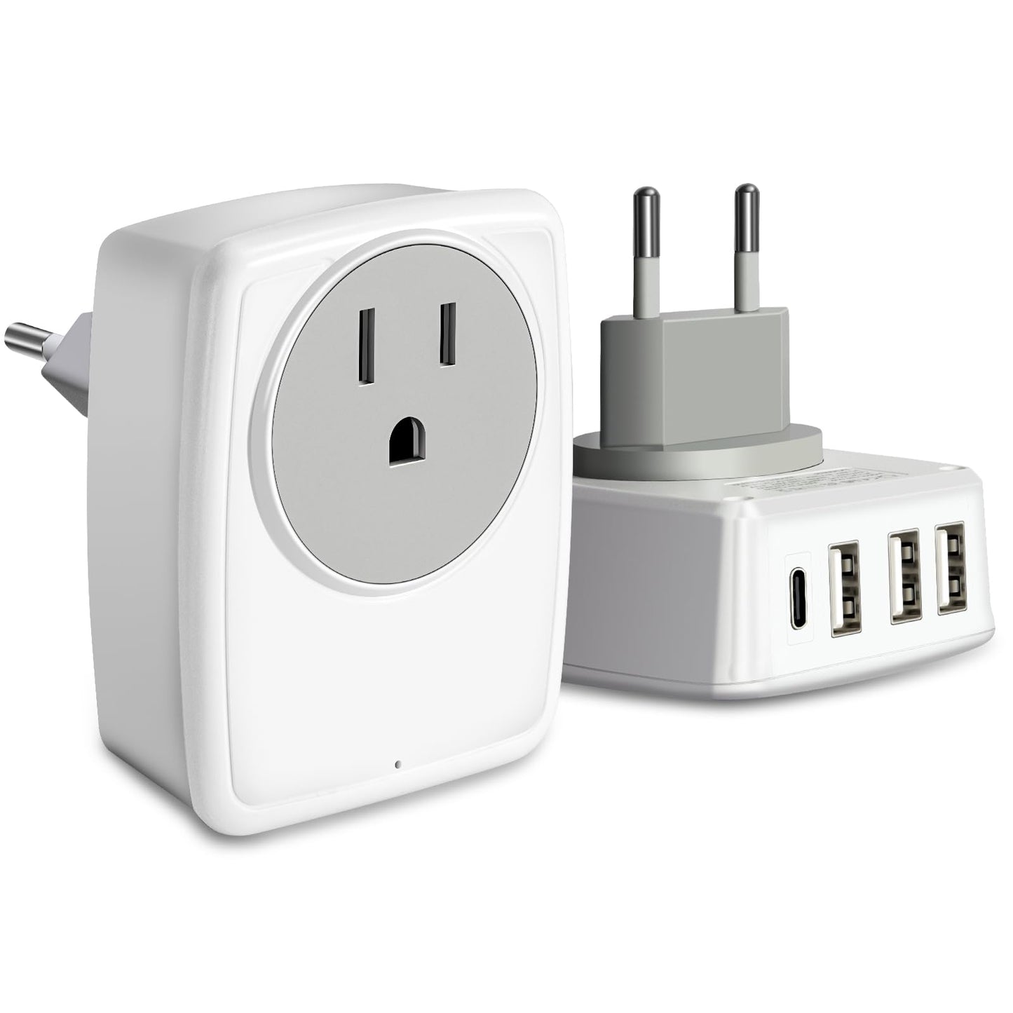 Adaptador de Enchufe Europeo de Viaje con USB C y 3 Puertos USB para España Francia Alemania Grecia Islandia