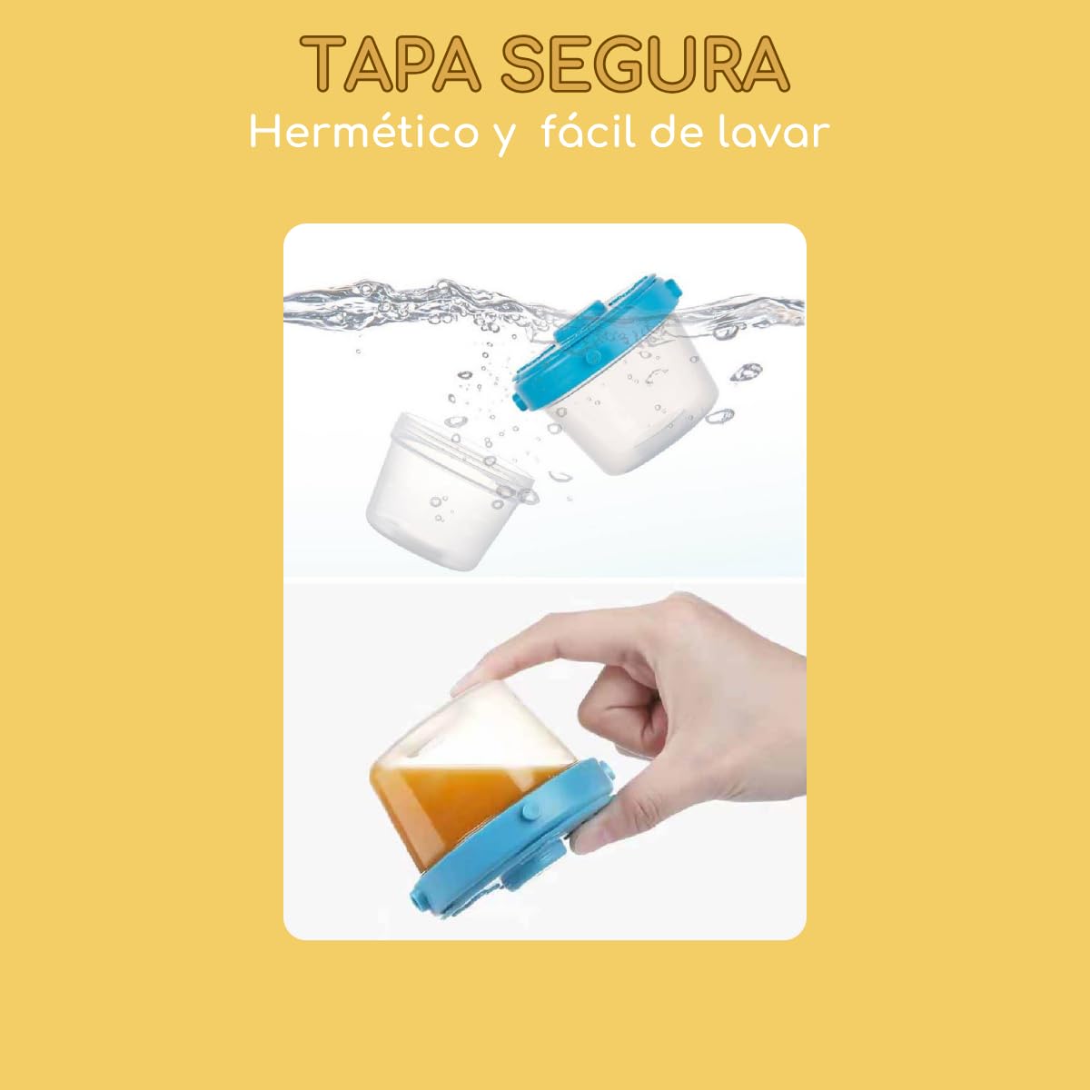 Seviete 4 Pack de Contenedores para Bebe. Recipientes para Alimentacion de Bebe. Libres de BPA. 100% Hermeticos. Incluye 2 cucharas para alimentacion. 4x120ml. Multicolor.