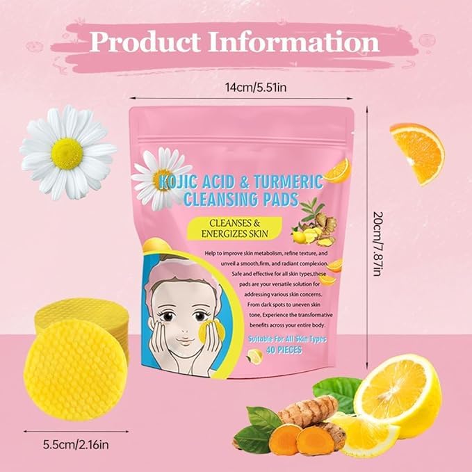 Toallas Desmaquillantes con Cúrcuma - Pads de Limpieza Facial Innovadores - Pack de 40/80/120 unidades - Esponjas Faciales Comprimidas - ¡Desmaquilla y Limpia Profundamente!