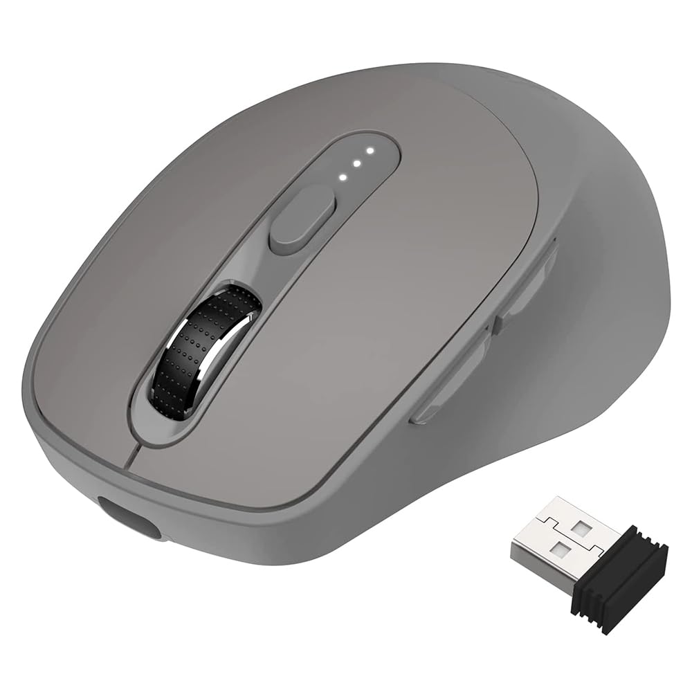 Free wolf X7 Mouse Inalámbrico, Mouse Bluetooth/2.4G Modos Dual, Ratón Recargable y Ergonómico con Indicador de Batería, Click Silencioso, para Computadora, Portátil, Tableta, Teléfono (Negro)
