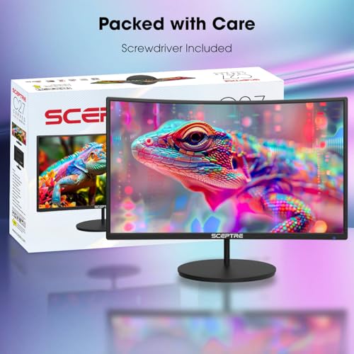 Monitor LED Curvado Sceptre Negro 27 Pulgadas FHD 1080p 75Hz HDMI VGA Altavoces Integrados 2019