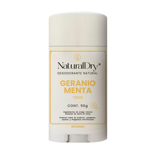 NaturalDry - Desodorante Corporal Teen Intense - Sin aluminio - Sin Parabenos - Elimina malos olores - Aroma a Geranio - en barra (1 Unidad)